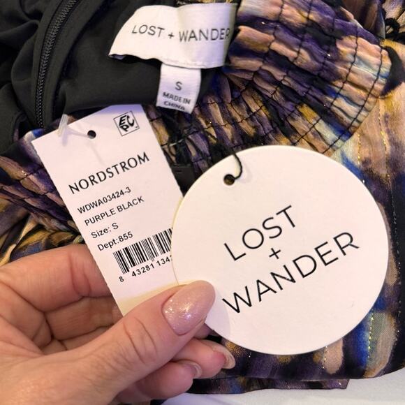 Lost + Wander Brown and Cream Sheath Maxi Dress Cap Sleeve - Picture 5 of 5